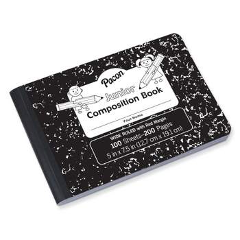 Pacon Junior Composition Book, Black Marble, 3/8" Ruled 5" x 7-1/2", 100 Sheets