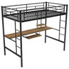 CAVINAS Twin Size Loft Bed with Desk Modern Metal Bed Frame with Storage Shelves and Guardrails for Bedroom, Black - 3 of 4