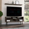 Vynxaria Contemporary TV Stand in Dark Walnut for TVs up to 51", Featuring Two Drawers and Three Open Shelves - 3 of 4