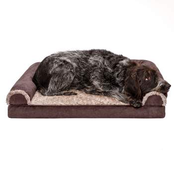 FurHaven Two-Tone Faux Fur & Suede Full Support Sofa Dog Bed