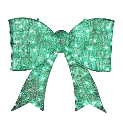 Syemin Decorative Holiday Scene Props Outdoor Giant Bowknot Christmas Decoration for Front Door Gate Wall Holiday Party, Green, 28.3"*28.3"*26.8"