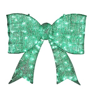 Syemin Decorative Holiday Scene Props Outdoor Giant Bowknot Christmas Decoration for Front Door Gate Wall Holiday Party, Green, 28.3"*28.3"*26.8" - 1 of 4
