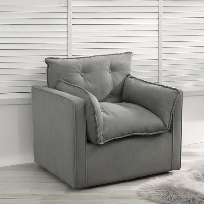 Accent Chair, 360¡ã Swivel Modern Armchair with Metal Base - 401 Lbs Linen Lounge Chair for Living Room Office