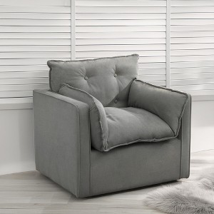 Accent Chair, 360¡ã Swivel Modern Armchair with Metal Base - 401 Lbs Linen Lounge Chair for Living Room Office - 1 of 4