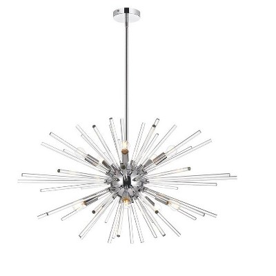 Elegant Lighting Sienna 32 inch crystal rod pendant in chrome