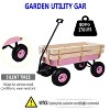 FURNIinspire Wheelbarrows And Lawn Carts Outdoor Wagon Pulling Air Tires Garden Cart, Lawn Cart With Pull Handle, Pink, 39“*19"*20" - 4 of 4