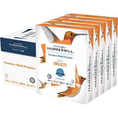 Hammermill Premium Multipurpose Paper 24-lb. 8-1/2 x 11 White 2500/Carton 105810