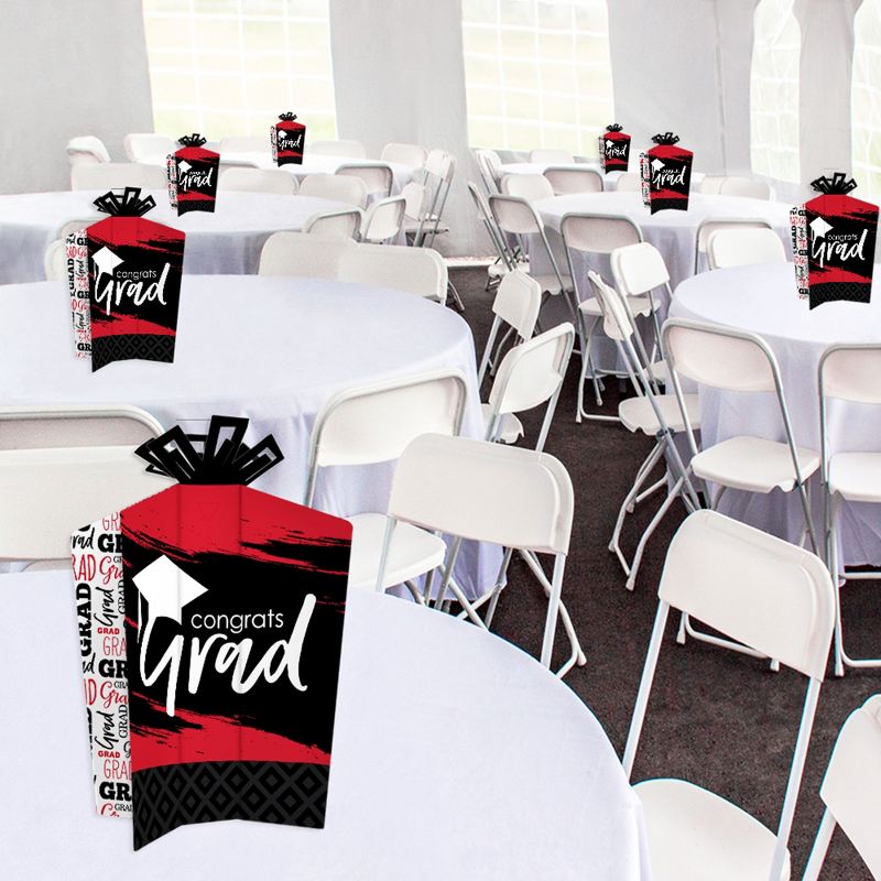 Big Dot of Happiness Red Graduation Table Decorations - Party Fold and Flare Centerpieces - 10 Count, 2 of 8