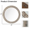 Washed Natural Wood Round Wall Mirror with Beaded Trim, Elegant Decorative Accent for Entryway, Bedroom or Living Room-The Pop Home - 4 of 4
