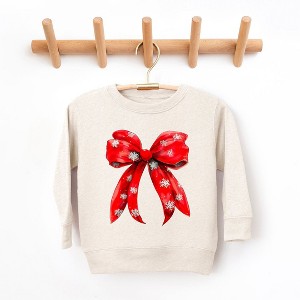The Juniper Shop Coquette Christmas Snowflake Bow Youth Ultra-Soft Graphic Sweatshirt - 1 of 3