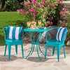 SKRAN Set of 3 KD Metal Outdoor Iron Bistro Set,Comprising Two Chairs and One Table for Small Spaces, Cozy Corners, Garden and Patio(Teal) - 2 of 4