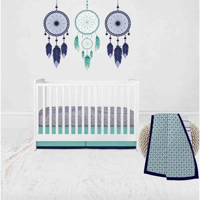 Bacati - Noah Mint Navy 3 pc Crib Bedding Set