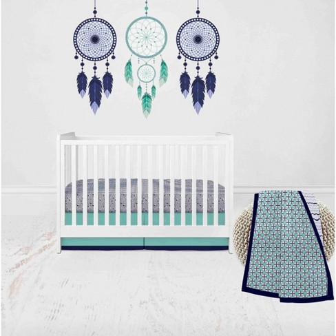 Bacati Noah Mint Navy 3 Pc Crib Bedding Set Target