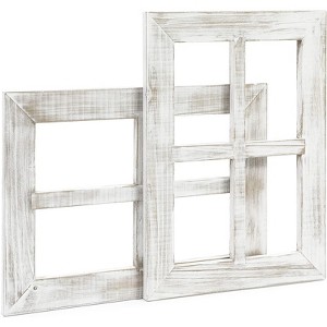 Farmlyn Creek 2-Pack Rustic Wood Window Frame Farmhouse Home Wall Decor, White 11"x15" - 1 of 4