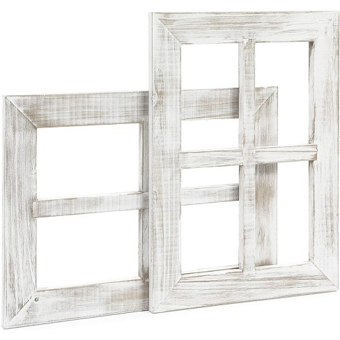 2-pack Rustic Wood Window Frame Farmhouse Home Wall Decor, White 11