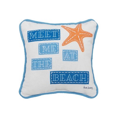 C&F Home 8" x 8" Starfish At The Beach Printed and Applique Throw Pillow