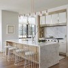 Modern 6-Light Gold Linear Chandelier with Ribbed Glass Shades, Kitchen Island Pendant Lighting Fixture - 4 of 4