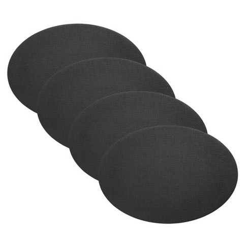 Oval Black Vinyl Placemat - Embossed - 16 x 12 - 6 count box