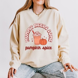 Simply Sage Market Retro Mommy Needs Some Pumpkin Spice Lightweight Garment Dyed Sweatshirt - 1 of 4
