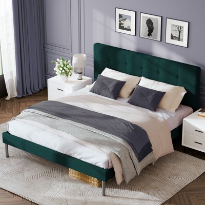 HYLEORY Bed Frame with Headboard, Upholstered Platform Bed Frame