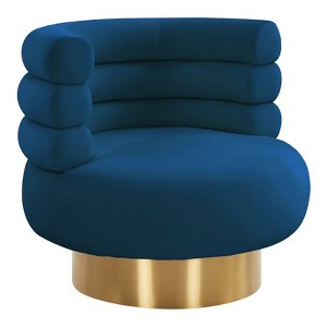 TOV Furniture Naomi 17.3" Transitional Velvet Swivel Accent Chair in Navy - 1 of 4