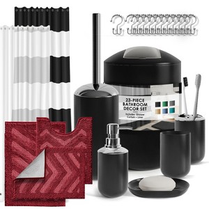 Hearth & Harbor Bathroom Accessories Set - Bathroom Set, 23PC Bathroom Set with Shower Curtain and Rugs - 1 of 4