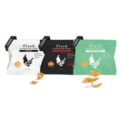 Flock Foods Chicken Skin Jerky Crisps Multipack - 6oz