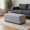 HomeRoots 52" Gray and Brown Chenille Storage Ottoman - 2 of 4