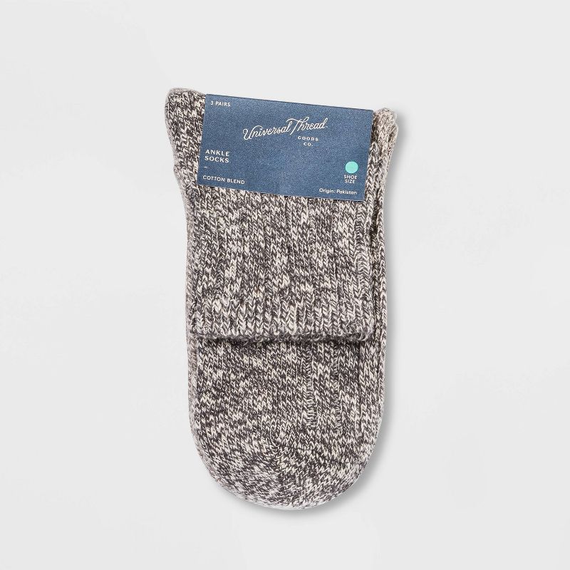 Women's Slub 3pk Ankle Socks - Universal Thread™ 4-10, 2 of 5
