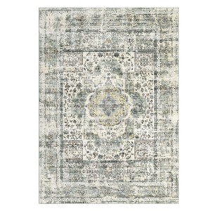 COZONY Vintage Boho Floral Hallway Runner Rug — Washable Low Pile Area Rug with Non-Slip Backing, Stain-Resistant Medallion Carpet for Bathroom - 1 of 4