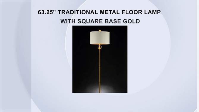 63.25&#34; Traditional Metal Floor Lamp with Square Base Gold - Ore International, 2 of 6, play video