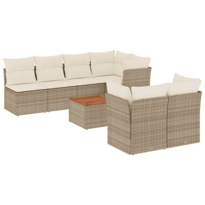 vidaXL Garden Sofa Set Beige, Cream White PE rattan 8-piece set
