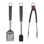 Dyna-Glo 3pc Stainless Steel Spatula Basting Brush and Tongs with Silicone Soft Touch Handles