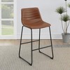 Simple Relax Set of 2 Faux Leather Upholstered Counter Stools with Footrest - 2 of 4