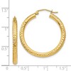 Black Bow Jewelry 3mm x 30mm, 14k Yellow Gold, Diamond-cut Round Hoop Earrings - 4 of 4
