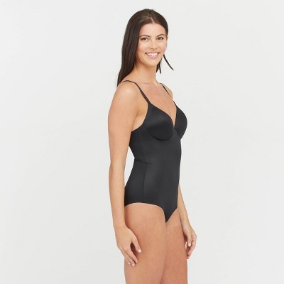 Assets By Spanx Women's Flawless Finish Strapless Cupped Midthigh Bodysuit  - Black 1x : Target