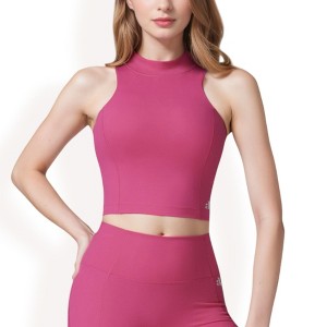 Anna-Kaci Active Women's High Neck Athletic Crop Top with Racerback Design and Stretchy Fabric for Activewear - 1 of 4