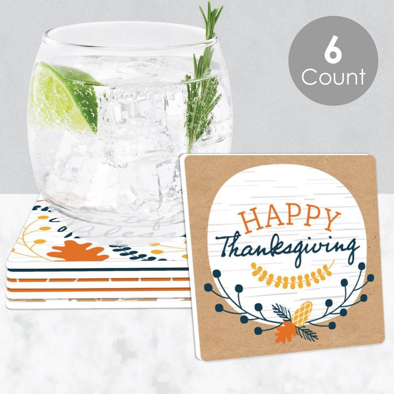 Big Dot of Happiness Happy Thanksgiving - Funny Fall Harvest Party Decorations - Drink Coasters - Set of 6, 2 of 9