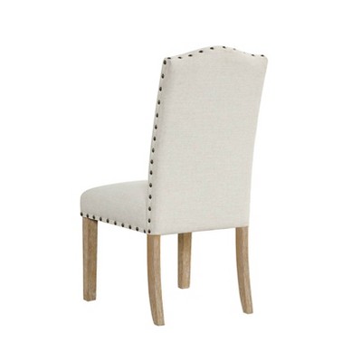 Ivory Upholstered Parsons Side Chair with Nailhead Trim, Set of 2