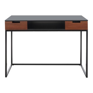 Vance 2 Drawer 1 Shelf Desk - DSK5013 - Black/Brown - Safavieh - 1 of 4