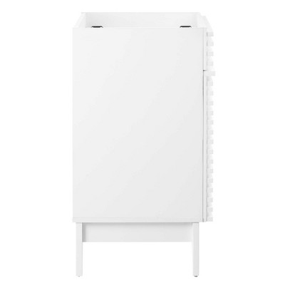 White Freestanding Mid-Century Modern Bathroom Vanity Cabinet
