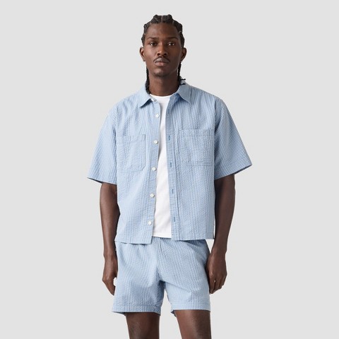 Мужские рубашки Levi's ® Men's Relaxed Fit Boxy Short Sleeve Button-Down Shirt - Light Blue XXL