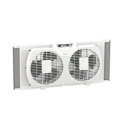 Comfort Zone 9" Manual Reversible Airflow Control, Auto-Locking Expanders and 2-Speed Twin Window Fan CZ319WT White