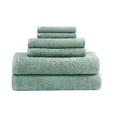6pc Aure Cotton Antimicrobial Bath Towel Set Green - Clean Spaces
