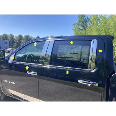 QAA Stainless Steel Window Trim 12Pc Fits 2020-2024 Chevy Silverado 2500/3500 HD WP60185 QAA