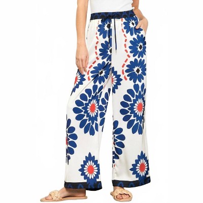 Women's Floral Co-ord Wide Leg Pants - SKIES ARE BLUE