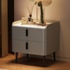 Lirago Gray Nightstand with 2 Drawers Marble-Pattern End Table 20.16"H x 19.54"D x 19.88"W - 3 of 4