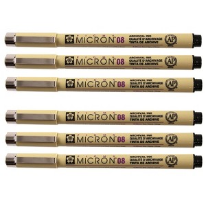 Sakura Pigma Micron Pen  Fineliner Black Ink 6/Pack (SAKXSDK0849-6) - 1 of 4