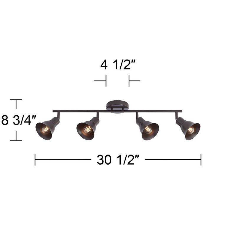 Pro Track 4-Head Ceiling or Wall Track Light Fixture Kit Spot Light Adjustable Brown Bronze Finish Metal Modern Kitchen Bathroom Dining 30 1/2" Wide, 4 of 10