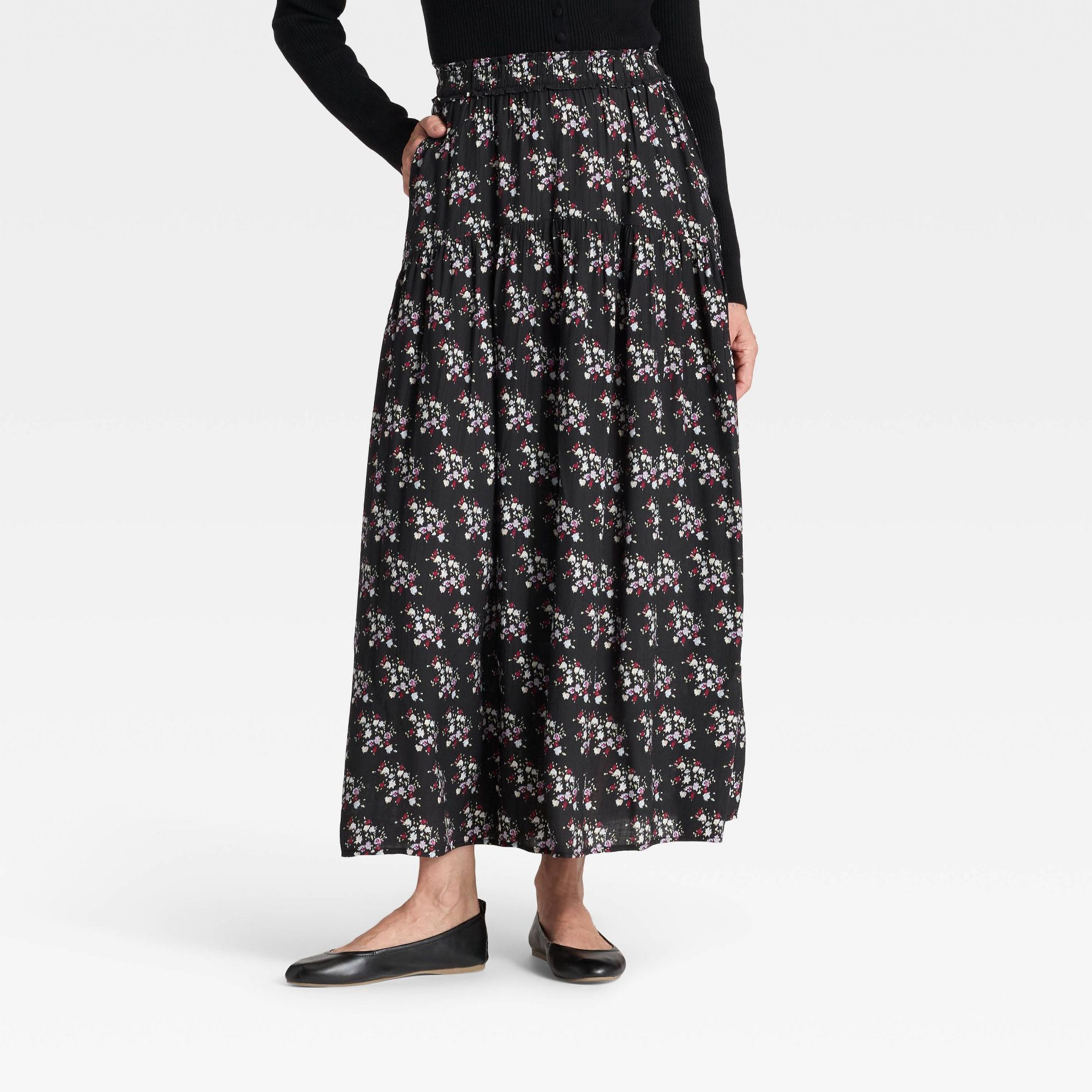 Women's Printed Maxi Skirt - Universal Thread™ Black